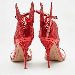 Sophia Webster Metallic Red Leather Chiara Butterfly Ankle Strap Sandals Size 39