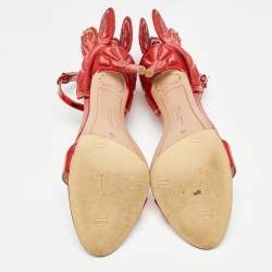 Sophia Webster Metallic Red Leather Chiara Butterfly Ankle Strap Sandals Size 39