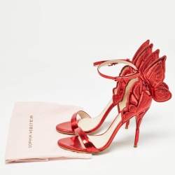Sophia Webster Metallic Red Leather Chiara Butterfly Ankle Strap Sandals Size 39