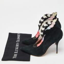 Sophia Webster Multicolor Embroidered Suede Ankle Booties Size 39.5