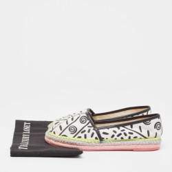Sophia Webster White/Black Canvas and Leather Espadrille Flats Size 40.5