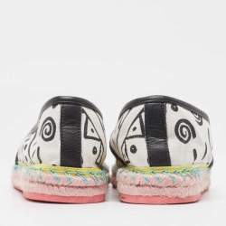 Sophia Webster White/Black Canvas and Leather Espadrille Flats Size 40.5