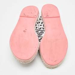 Sophia Webster White/Black Canvas and Leather Espadrille Flats Size 40.5