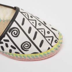 Sophia Webster White/Black Canvas and Leather Espadrille Flats Size 40.5
