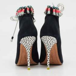 Pre Owned Sophia Webster Black Suede and Leather Simi Lace Up Ankle Boots Size 39