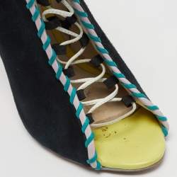 Pre Owned Sophia Webster Black Suede and Leather Simi Lace Up Ankle Boots Size 39