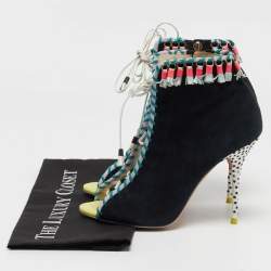 Pre Owned Sophia Webster Black Suede and Leather Simi Lace Up Ankle Boots Size 39
