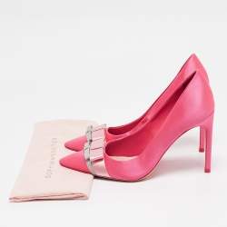 Pre Owned Sophia Webster Pink Satin Bow Pumps Size 38.5