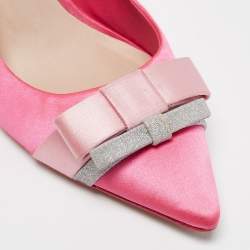 Pre Owned Sophia Webster Pink Satin Bow Pumps Size 38.5