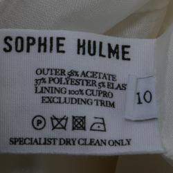 Sophie Hulme Ivory Stretch Gabardine Chain Embellished Inverted Pleat Front Skirt M