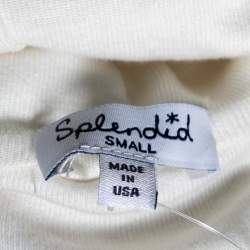 Pre Owned توب سبلينيد تريكو قطن أوف  وايت برقبة مرتفعة مقاس صغير ( سمول )