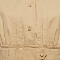 Pre Owned Sportmax Beige Cotton Buttoned Santos Dress M