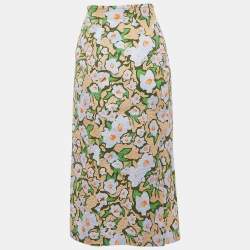 Sportmax Green Floral Print Cotton Ocarina Pencil Skirt M
