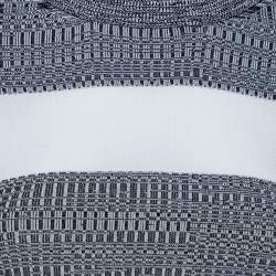 Pre Owned Sportmax White & Grey Knit Long Sleeve Cropped Crewneck Top XS
