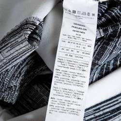 Pre Owned Sportmax White & Grey Knit Long Sleeve Cropped Crewneck Top XS