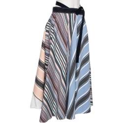 Pre Owned Sportmax Multicolored Striped Cotton Maxi Skirt L