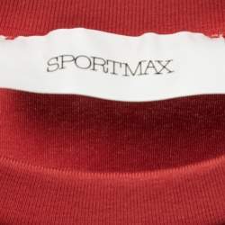 Pre Owned Sportmax Red Color Block Cotton Draped T-Shirt M