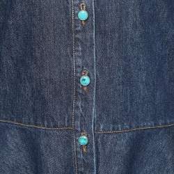 Pre Owned Sportmax Navy Blue Denim Panaro Mini Shirt Dress L