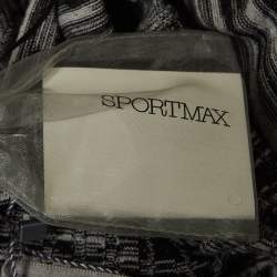 Pre Owned Sportmax Grey Striped Knit Contrast Side Trim High Neck Sweatshirt XL