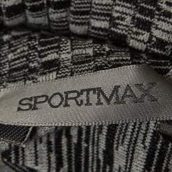 Pre Owned Sportmax Grey Striped Knit Contrast Side Trim High Neck Sweatshirt XL