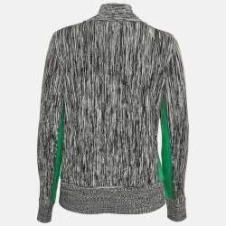 Pre Owned Sportmax Grey Striped Knit Contrast Side Trim High Neck Sweatshirt XL