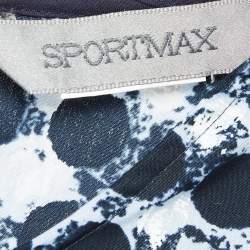 Pre Owned Sportmax Blue Printed Cotton Flared Midi Dress M