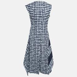 Pre Owned Sportmax Blue Printed Cotton Flared Midi Dress M