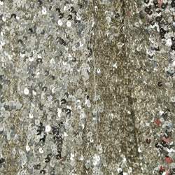 Pre Owned Sportmax Silver Sequin Crepe Open Front  Jacket L