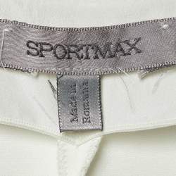 Pre Owned Sportmax White Gabardine Pleated Mini Dress S