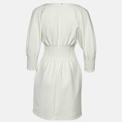 Pre Owned Sportmax White Gabardine Pleated Mini Dress S