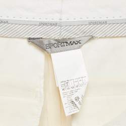 Sportmax Cream Wool Skinny Formal Trousers M
