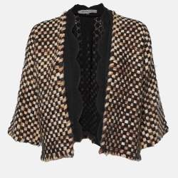 Sportmax Multicolor Checked Wool Blend Open Front Jacket S