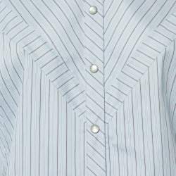 Pre Owned Sportmax Blue Stripe Cotton Short Sleeve Shirt M