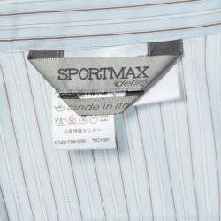 Pre Owned Sportmax Blue Stripe Cotton Short Sleeve Shirt M