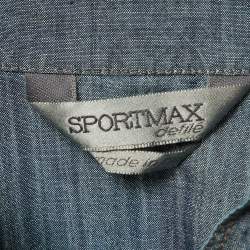 Pre Owned Sportmax Blue Cotton Collar Detail Button Front Blouse M