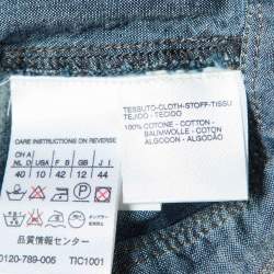 Pre Owned Sportmax Blue Cotton Collar Detail Button Front Blouse M