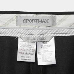 Pre Owned Sportmax Black Wool Straight Leg Trousers M