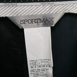 Pre Owned Sportmax Navy Blue Gabardine Cotton Contrast Trim Straight Leg Pants S