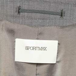 Pre Owned Sportmax Grey Wool Blend Trim Detail Cropped Blazer S