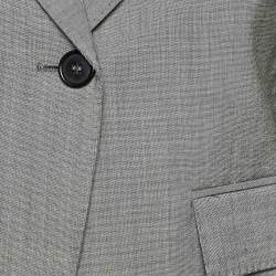 Pre Owned Sportmax Grey Wool Blend Trim Detail Cropped Blazer S