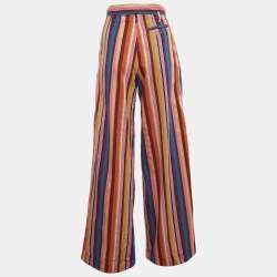Sportmax Multicolor Striped Cotton Wide-Leg Pants XS