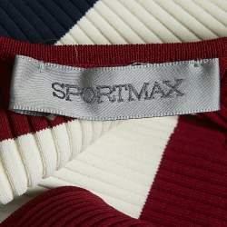 Pre Owned Sportmax Navy Blue/Multicolor Rib Knit Sleeveless S