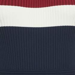 Pre Owned Sportmax Navy Blue/Multicolor Rib Knit Sleeveless S
