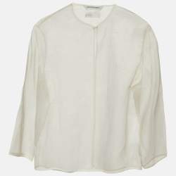 Pre Owned Sportmax White Organza Silk Sheer Cardigan S