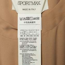 Sportmax Beige Faux Leather and Chiffon Plisse Top M