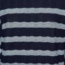 Sportmax Navy Blue Striped Knit Crewneck Sweatshirt L