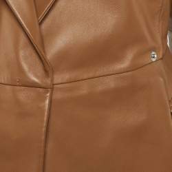 Sportmax Brown Flared Leather Jacket M