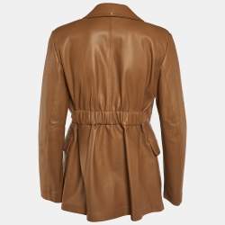 Sportmax Brown Flared Leather Jacket M