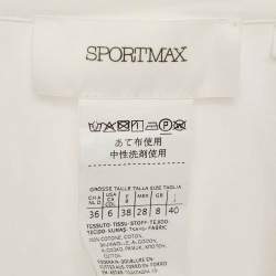 Pre Owned Sportmax White Cotton Pintuck Detail Dress Midi S