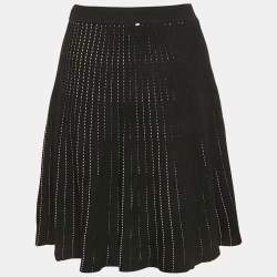 Sportmax Black Knit Pleated Mini Skirt S